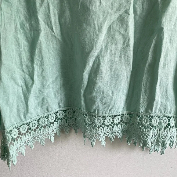 TERZO Millennio 100% Linen Oversized Long Sleeve Tunic Blouse with Lace Size M - Picture 4 of 10